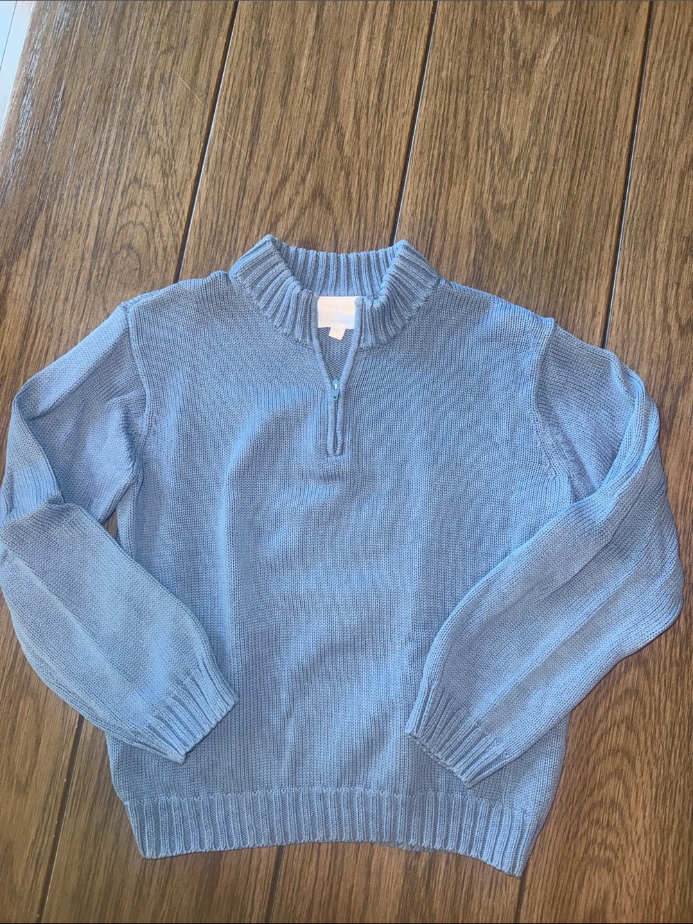 Little English Boy’s Sky Blue Half-Zip Knit Sweater